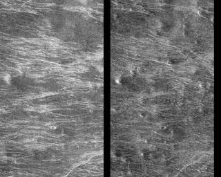 NASA's Magellan image depicts a stereoscopic pair of an area on Venus with small volcanic domes. Stereoscopic images of Venus offer exciting new possibilities for scientific analysis of Venusian landforms.
