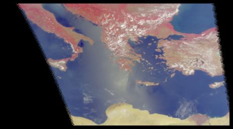 These four images of the Mediterranean were obtained concurrently on June 14, 2002 from the three instruments that make up the Atmospheric Infrared Sounder experiment system aboard NASA's Aqua spacecraft.