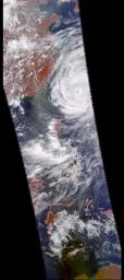 These four images of Tropical Cyclone Ramasun were obtained July 3, 2002 by the Atmospheric Infrared Sounder experiment system onboard NASA's Aqua spacecraft.