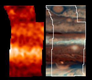 This is one of the highest resolution images ever recorded of Jupiter's temperature field. It was obtained by NASA's Galileo mission, with its Photopolarimeter-Radiometer (PPR) experiment, during the seventh of its 10 orbits around Jupiter to date.