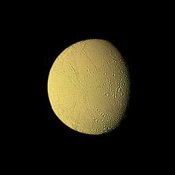 This high-resolution image of Enceladus was made from several images obtained Aug. 25, 1981, by NASA's Voyager 2 from a range of 119,000 kilometers (74,000 miles).