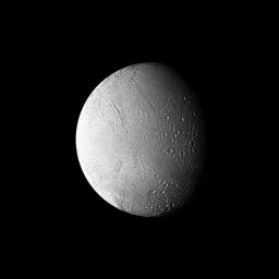 This high-resolution filtered image of Enceladus was made from several images obtained Aug. 25, 1981, by NASA's Voyager 2 from a range of 119,000 kilometers (74,000 miles).
