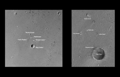 On its 256th orbit of Mars, NASA's Mars Global Surveyor spacecraft successfully observed the vicinity of Pathfinder's landing site. 