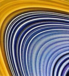 This view focused on Saturn's C-ring (and to a lesser extent, the B-ring at top and left) and was compiled from three separate images taken by NASA's Voyager 2 on Aug. 23, 1981.