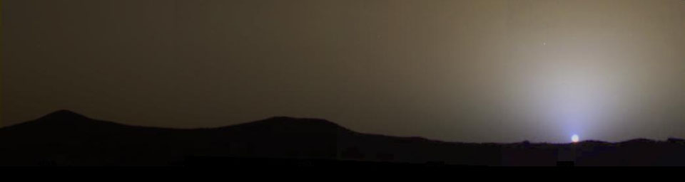 The brownish gray sky as it would be seen by an observer on Mars in this four-frame, true color mosaic taken on sol 24, 1997, by NASA's Mars Pathfinder.