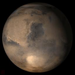 NASA's Mars Global Surveyor shows the Syrtis Major face of Mars in mid-February 2006.