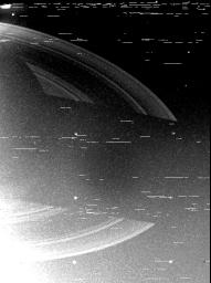 NASA's Voyager 2 returned this wide-angle, clear-filtered image of the shadow of Saturn upon the rings just after engineers at the Jet Propulsion Laboratory successfully commanded the camera platform to point to the planet.