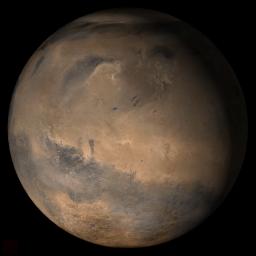 NASA's Mars Global Surveyor shows the Elysium/Mare Cimmerium face of Mars in mid-February 2006.