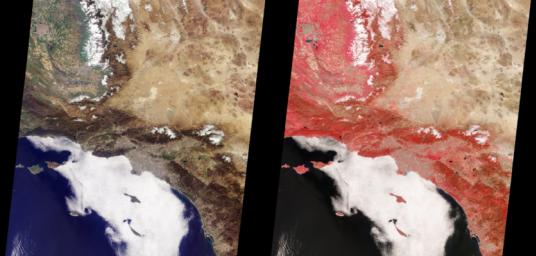 These images from NASA'sTerra satellite are of Southern California acquired on March 14, 2000 during Terra orbit 1273. North is at the top.