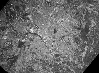 This radar image acquired by NASA's Shuttle Radar Topography Mission from data collected on February 18, 2000 shows the Dallas-Fort Worth metropolitan area in Texas.