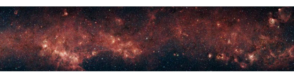In visible light, the bulk of our Milky Way galaxy's stars are eclipsed behind thick clouds of galactic dust and gas. But to the infrared eyes of NASA's Spitzer Space Telescope, distant stars and dust clouds shine with unparalleled clarity and color.