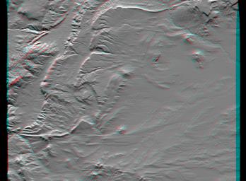 This anaglyph, from NASA's Shuttle Radar Topography Mission, is of an area southwest of Zapala, Argentina, showing a wide diversity of geologic features. 3D glasses are necessary to view this image.