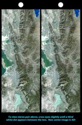 The 2002 Winter Olympics are hosted by Salt Lake City, Utah at several venues within the city, in nearby cities, and within the adjacent Wasatch Mountains. This image is from NASA's Shuttle Radar Topography Mission.