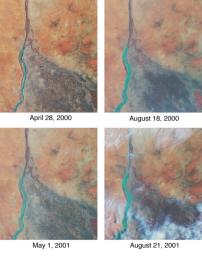 These images of the area around Sudan's capital city of Khartoum capture the river's dynamic nature. They were acquired by NASA's Terra's spacecraft.