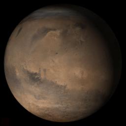 NASA's Mars Global Surveyor shows the Elysium/Mare Cimmerium face of Mars in mid-January 2006.