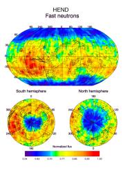 Observations by NASA's Mars Odyssey spacecraft show a global view of Mars in high-energy, or fast, neutrons.