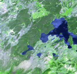 This image of Yellowstone National Park was acquired on July 2, 2001 by NASA's Terra satellite.