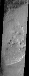 Lineations (fissures, or cracks in the ground) can be seen in this image of Acidalia Planitia from NASA's Mars Odyssey spacecraft and create what is referred to as 'patterned ground' or 'polygonal terrain.'