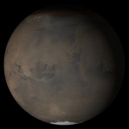 NASA's Mars Global Surveyor shows the Acidalia/Mare Erythraeum face of Mars in mid-July 2005.