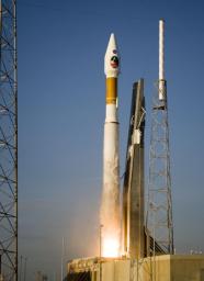 Atlas V launch vehicle, 19 stories tall, with a two-ton NASA Mars Reconnaissance Orbiter (MRO) on top, lifts off the pad on Launch Complex 41 at Cape Canaveral Air Force Station in Florida on Aug. 12, 2005.