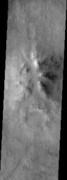 NASA's Mars Odyssey spacecraft captured this image in September 2003, showing degraded remains of a crater on Mars. This type of surface material is thought to be a mixture of dust and ice. 