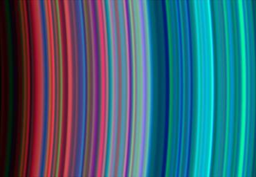 Images taken during NASA's Cassini spacecraft's orbital insertion on June 30 show definite compositional variation within the rings.