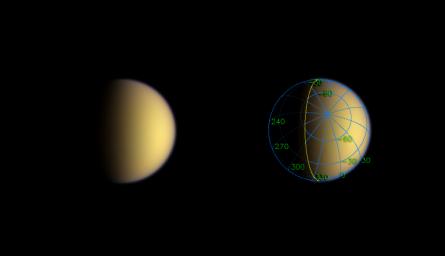 A day after entering orbit around Saturn, NASA's Cassini spacecraft sped silently past Titan, imaging the moon's south polar region.