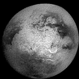 Titan presented this face as NASA's Cassini spacecraft approached for its second very close flyby of the mystery moon in December 2004.