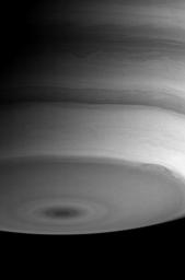 Saturn puts on a mesmerizing display in this image captured by NASA's Cassini spacecraft. Turbulent swirls and eddies are visible throughout the southern hemisphere.