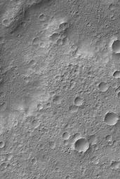 NASA's Mars Global Surveyor shows an extremely cratered surface on Mars.
