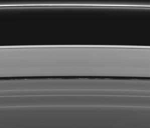 This view of Saturn's rings captured by NASA's Cassini spacecraft reveals not one but two of the four narrow ringlets in the Encke Gap (325 kilometers, or 200 miles, wide). The innermost of the two ringlets is much brighter and full of clumps.