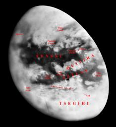 Like an ancient mariner charting the coastline of an unexplored wilderness, NASA's Cassini spacecraft's repeated encounters with Titan are turning a mysterious world into a more familiar place. These combined images were taken on Sept. 7, 2005.