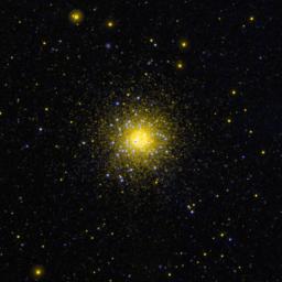 This ultraviolet image from NASA's Galaxy Evolution Explorer is of the globular cluster NGC 1851 in the southern constellation Columba.