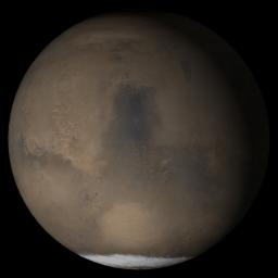 NASA's Mars Global Surveyor shows the Syrtis Major face of Mars in mid-May 2005.