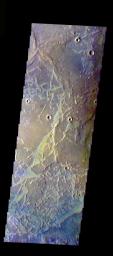 This false-color image from NASA's Mars Odyssey spacecraft shows part of the floor of Antoniadi Crater, taken during Mars' northern spring season.