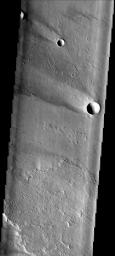 These windstreaks occur on top of lava flows from Arsia Mons on Mars as seen by NASA's 2001 Mars Odyssey spacecraft.