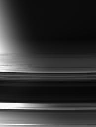 With Saturn's terminator as a backdrop, this view from NASA's Cassini shows the unlit face of the rings making it easy to distinguish between areas that are actual gaps, where light passes through essentially unimpeded.
