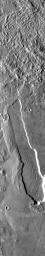 This vent and associated flow are located at the base of Arsia Mons on Mars as seen by NASA's 2001 Mars Odyssey spacecraft.
