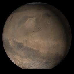 NASA's Mars Global Surveyor shows the Elysium/Mare Cimmerium face of Mars in mid-May 2006.