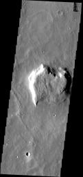 This image from NASA's 2001 Mars Odyssey spacecraft is THEMIS ART IMAGE #65 This martian mesa reminds us of a heart.