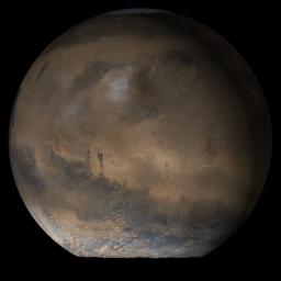 NASA's Mars Global Surveyor shows the Elysium/Mare Cimmerium face of Mars in mid-June 2006.