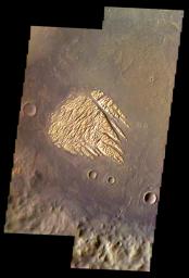 This image shows the bright deposit remaining on the floor of Pollack on Mars as seen by NASA's 2001 Mars Odyssey spacecraft.