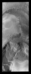 The cliff-like feature in this north polar image is called Abalos Scopuli. Scopuli means scarp on Mars as seen by NASA's Mars Odyssey spacecraft.