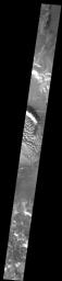 This image shows part of the dune field located on the floor of Russell Crater on Mars as seen by NASA's Mars Odyssey spacecraft.