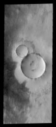 These side by side craters on Mars look like the perfect snowman as seen by NASA's Mars Odyssey spacecraft.