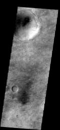 This image from NASA's Mars Odyssey spacecraft shows dust devil tracks in this region of Noachis Terra that are found on the plains and within craters.