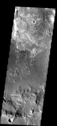 This image from NASA's Mars Odyssey spacecraft shows dunes located on the floor of an unnamed crater in Terra Cimmeria. 
