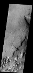 This image from NASA's Mars Odyssey spacecraft shows a portion of Dao Vallis on Mars. The channel of Dao Vallis is very complex and contains regions of chaos.