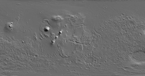 NASA's Mars Global Surveyor shows Candor Chasma, part of the large Martian canyon system named Valles Marineris.