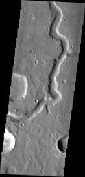 This image from NASA's Mars Odyssey spacecraft shows a channel called Hypansis Vallis on Mars.